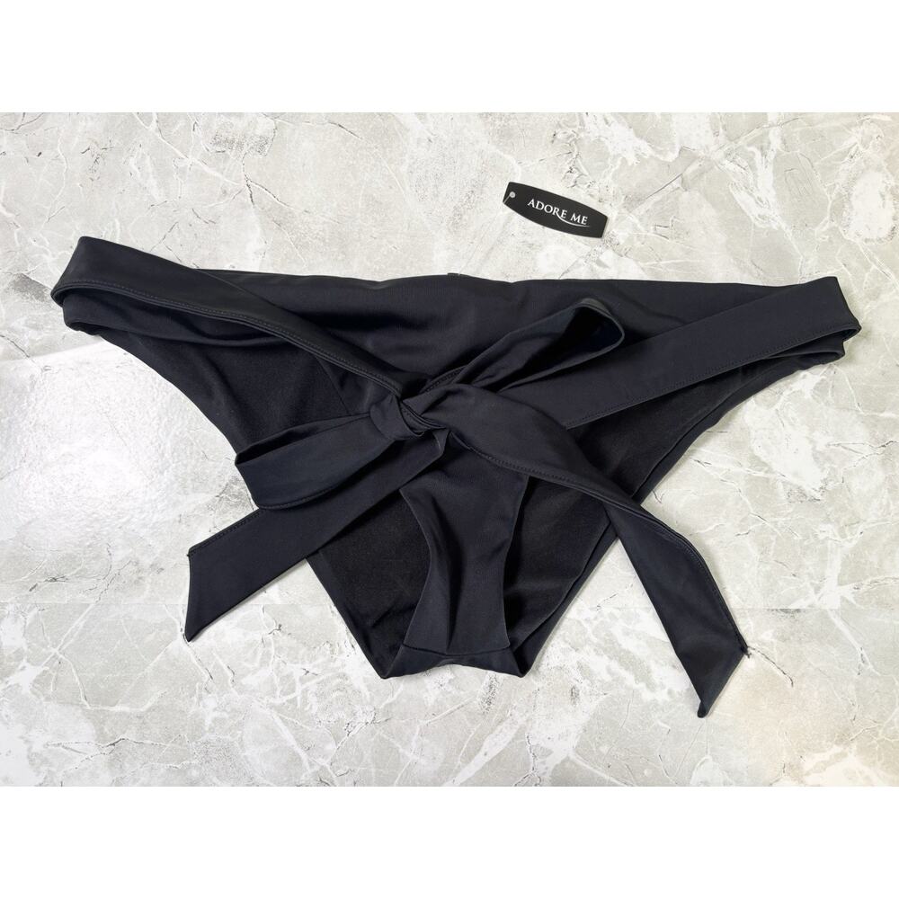 NWT ADORE ME Black Velma Wrap Waist Swim‎ Bikini Bottoms Size Medium